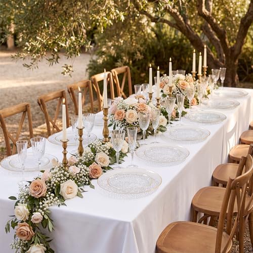 I00000 150 Clear Plastic Plates Set, Disposable Hammered Plates for party - Image 6