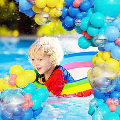 152pcs Cartoon Sponge Balloon Arch Kit,Yellow Blue Pink Clear Balloons For Cartoon Sponge Baby Shower Party Decorations Under The Sea Ocean Theme Birthday Party Supplies - Image 6