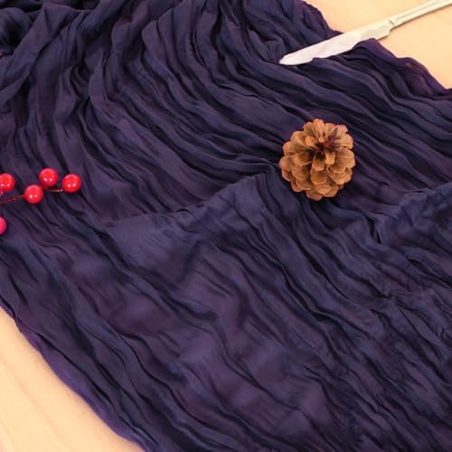 3 Pack Dark Purple Cheesecloth Table Runner 120 Inch Boho Wedding Decor - Image 6