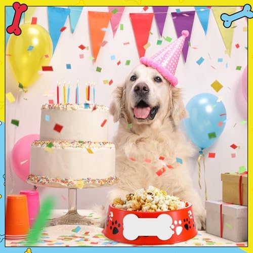 CroBlissful 12 Set Dog Paw Bowl Puppy Birthday Party Decor,Red Blue Yellow - Image 6