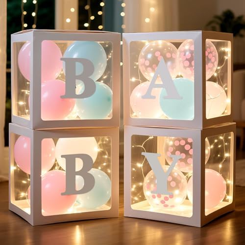 Ledido Baby Boxes with Letters & Balloons & Fairy Lights for Baby Shower by Ledido