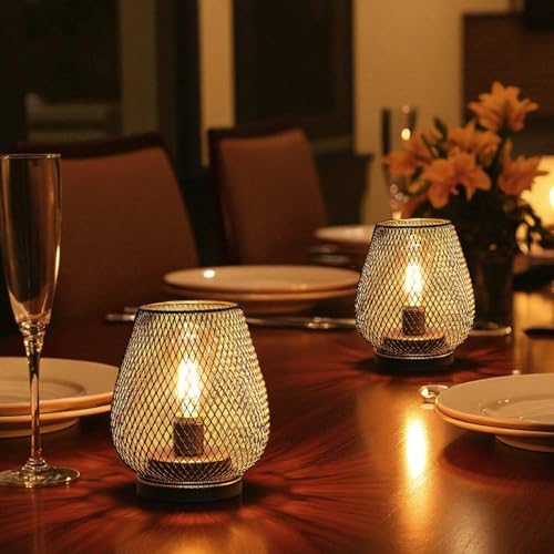 JHY DESIGN Metal Cage LED Lantern Battery Powered Cordless Accent Light with LED Great for Weddings Parties Patio Events for Indoors Outdoors - Image 5