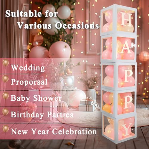Ledido Transparent Balloon Boxes with 78 Letters Numbers Fairy Lights 5PCS - Image 4