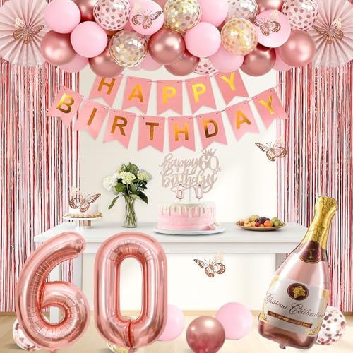 Juesly 60th Birthday Decorations for Woman, 51pcs 60 Year Old Party Set - Image 5