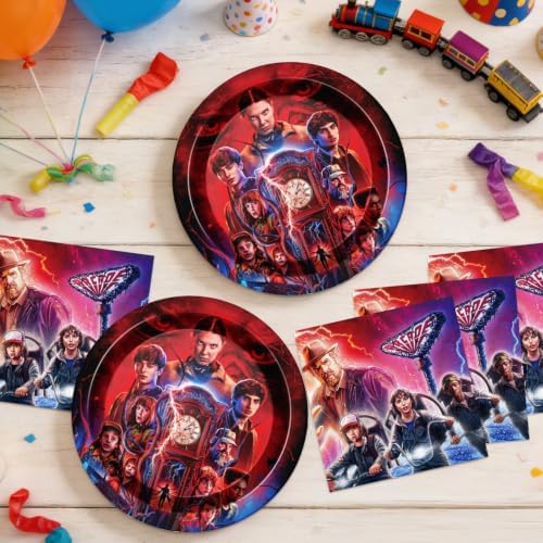 Party Supplies 40pck include 20 plates, 20 napkins for the Stranger Things birthday party decoration (White-20) - Image 5