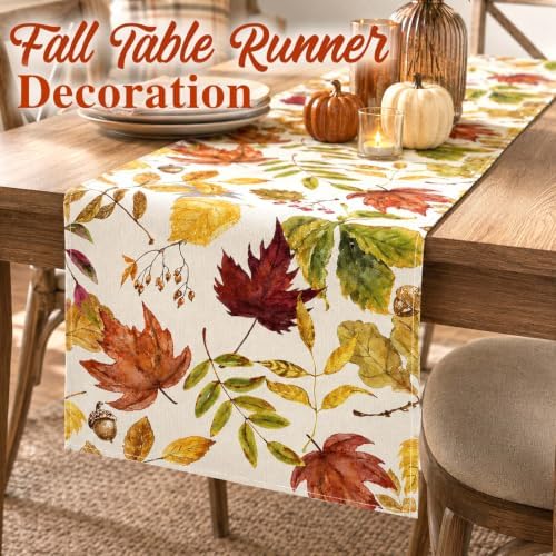 ONFAON Fall Decorations for Home, Fall Maple Leaves Table Runner - Image 2