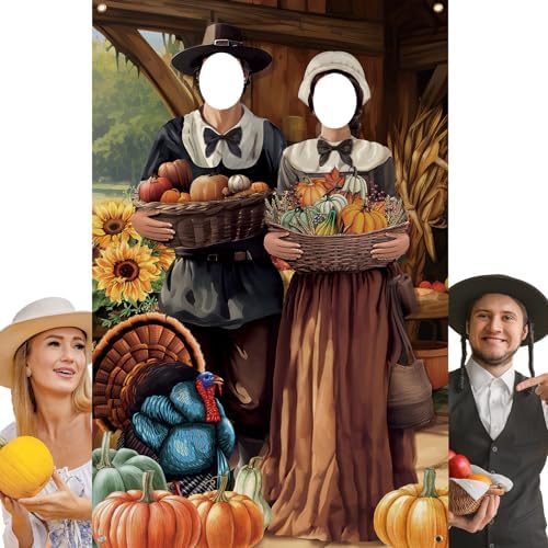 Lunmon 6x4 ft Halloween Backdrop Thanksgiving Face Cutout Holes by Lunmon