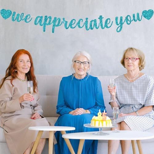BEISHIDA Teal Blue We Appreciate You Banner - NO DIY Employee Appreciation for Office Party Decorations - Thank You for Employee, Teacher, Doctor, Nurse, Staff - Image 5