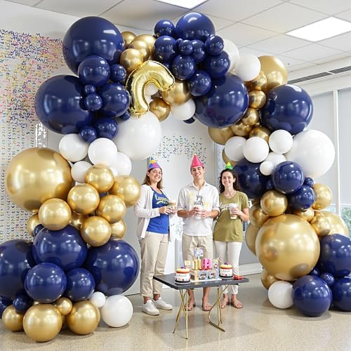 412Pcs Navy Blue and Gold Balloons Arch Garland Kit,5 10 12 18 inch gold and blue balloons for Birthday, Wedding, Graduation, Anniversary Decorations - Image 7