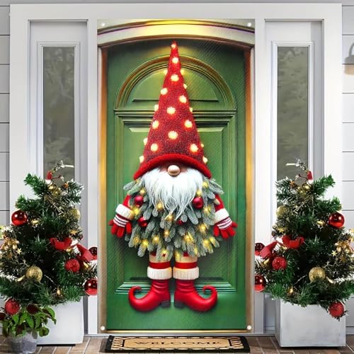 BlissYard Christmas Door Cover Gnome 35x71 Inch Polyester - Image 6