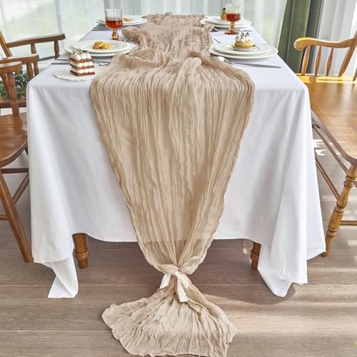 6 Pack Nude Cheesecloth Table Runner for Birthday Party Home Decor - Image 3