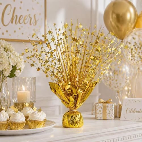 Metallic Foil Spray Centerpiece Stars for Wedding, Birthday, Anniversary, Christmas Table Decor, Holiday Festival Baby Shower Graduation Mantle Party Decorations (Gd630) - Image 3