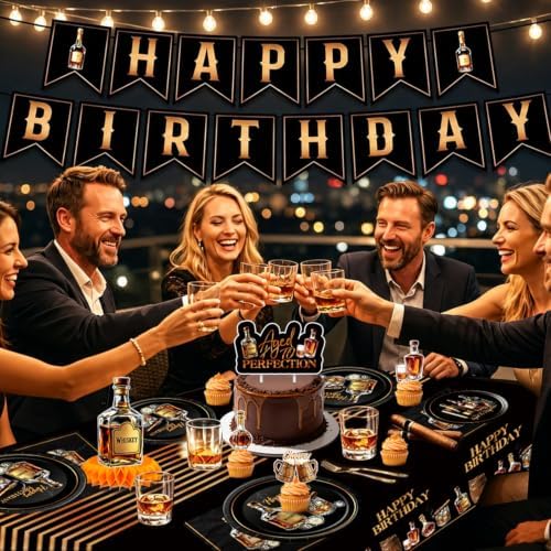 126Pcs Aged to Perfection men Birthday Paper Plates Napkins Party Supplies - Image 4