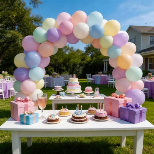 160 Pack Pastel Balloons 12 Inch Pastel Rainbow Multicolor Macaron Balloons for Party Baby Shower Gender Reveal Easter Decorations - Image 5