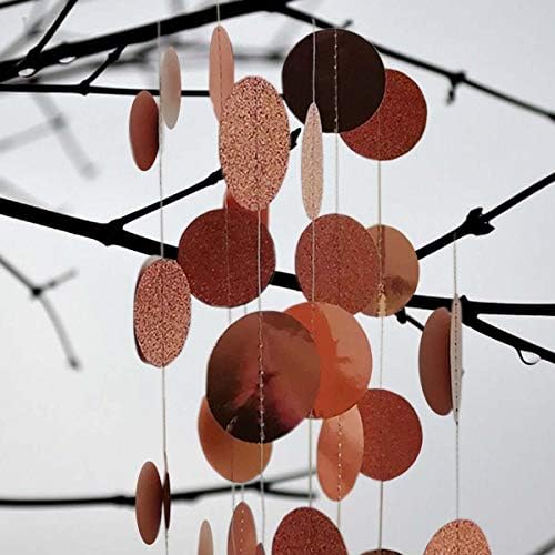 TTSAM 6 Pcs Rose Gold Paper Circle Dots Garland, 52 Feet, Perfect for Birthday, Bachelorette, Engagement, Wedding Parties, Reusable, Pre-strung - Image 3