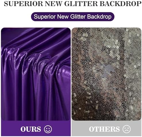 10x10ft Thick Purple Glitter Backdrop Curtain Panels for Parties, Wrinkle Free Sequin Sparking Photo Backdrop Drapes, 2 Panels 5x10ft Shimmer Back Drop Cloth for Wedding Birthday Photography - Image 7