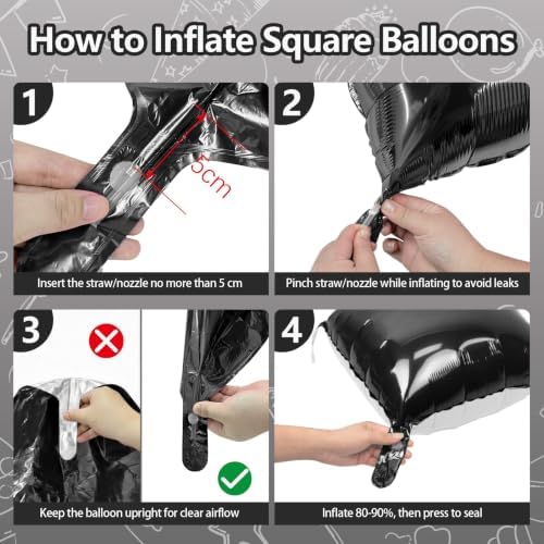 NISOCY 25PCS Black and White Square Foil Balloons Wall Backdrop - Image 3