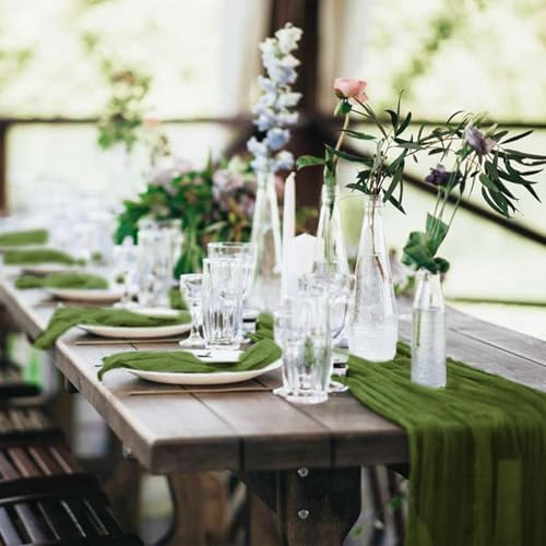10 Pack Cheesecloth Table Runner 20 x 120 in, Olive Green - Image 6