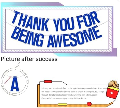 Thank You for Being Awesome Banner Blue Glitter, We Will Miss You Banner, Birthday,for Retirement Farewell Going Away Office Work Party Decorations Blue Glitter - Image 3