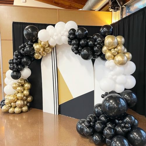 Black and Gold Balloon Arch Kit, ADOINBY 140Pcs Black White Metallic Gold Confetti Latex Balloons 18 12 10 5 Inch Different Size Balloons for Birthday Anniversary Graduation Wedding Party Decorations - Image 4