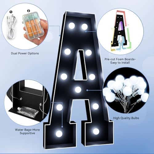 Ledido 4FT Marquee Light Up Letters K, Black Marquee Letters for Party - Image 4