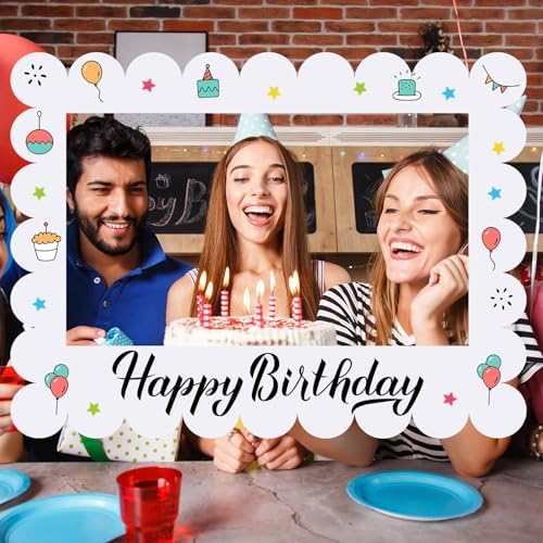 Beeveer 32 x 24 in Large Photo Booth Frame Props,White Scalloped Horizontal - Image 5
