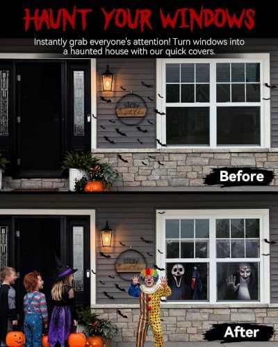 2pcs Halloween Window Cover Decor, Scary Ghost Curtain Outdoor - Image 5