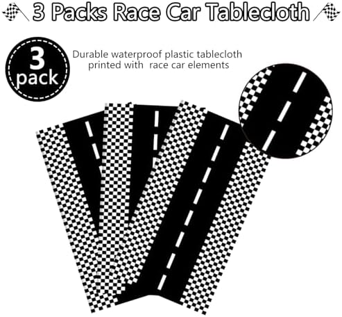 Kesfey Race Car Plastic Table Cloths Monster Truck Table Cloths 3 Packs - Image 3