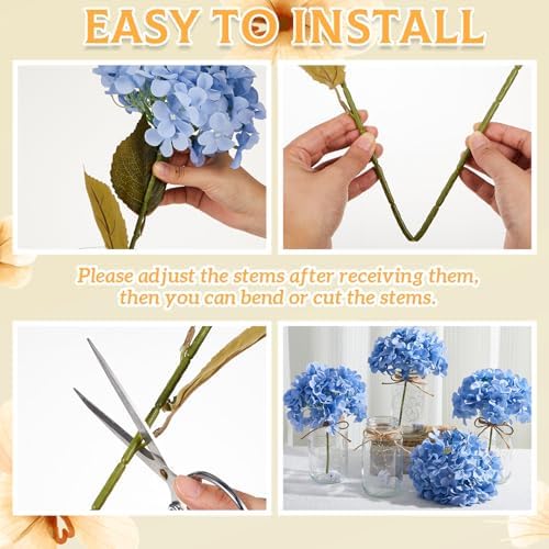 6 Sets Hydrangea Mason Jar Centerpiece with LED Lights for Wedding - Image 3