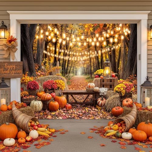 13X6 ft Fall Thanksgiving Garage Door Cover Decorative Autumn Party Banner - Image 3
