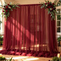 10x10ft Burgundy Tulle Backdrop Curtain for Parites, Sheer Photo Backdrop Drapes for Wedding Baby Shower Bridal Shower Birthday Party Photo Shoot Background Decorations by Partisky
