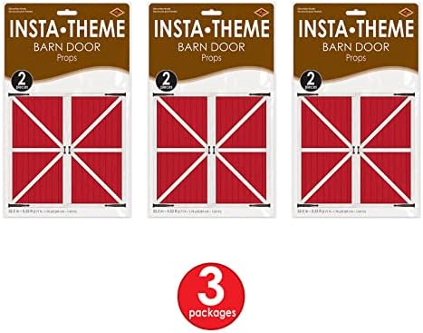 Beistle Red Barn Door Backdrop Props, 6 Pieces - Printed Plastic Animal Farm Party Wall Decorations, Western Birthday - Image 5