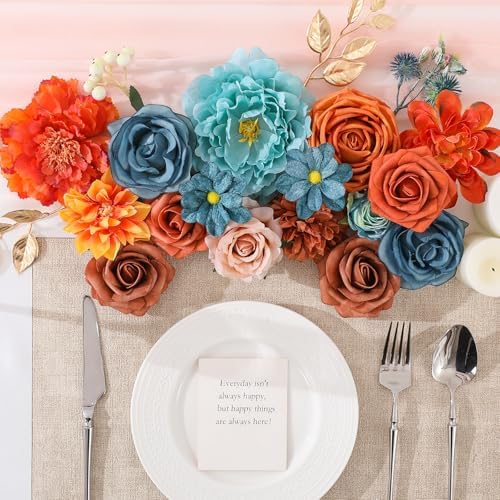 Floweroyal Artificial Flowers Fake Rose Flowers Dahlia with Stems for DIY Wedding Bridal Bouquets, Baby Shower, Floral Arrangement, Table Centerpieces, Home Decorations - Image 5