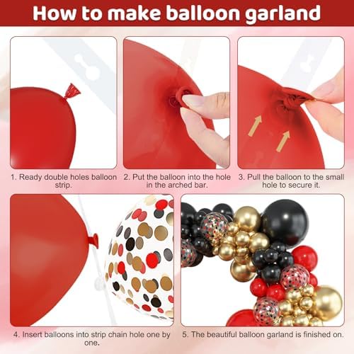 Amandir 153pcs Red Black Gold Balloon Garland Arch Kit Different Sizes - Image 3