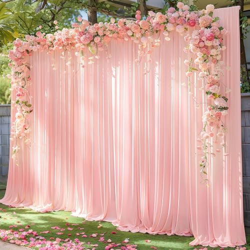 20x12ft Blush Pink Backdrop Curtain Panels for Parties - Wrinkle Free Polyester Photo Curtain Backdrop Wedding Back Drop Fabric Drapes for Party Decorations Background for Photography by WishCare