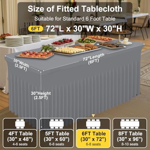 Smiry Spandex Elastic Fitted Table Cloth Skirt for 6FT Rectangle Table - Image 4