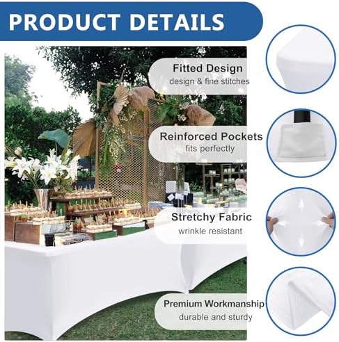 Spandex Table Cloths for 8 foot Rectangle Tables-Fitted Stretch Table Cover - Image 2