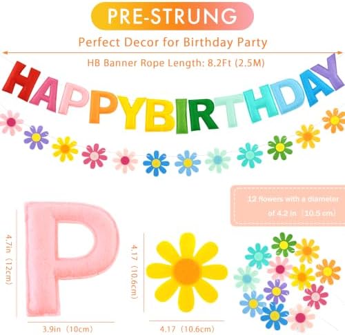 CANREVEL 3 PCS Pre-Strung 3D Birthday Banner Decorations, Rainbow Flower - Image 3