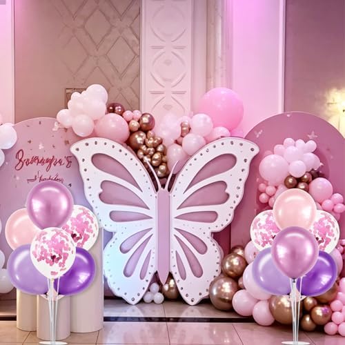 TONIFUL 4 Metallic Purple Pink Balloon Stand Balloon Centerpieces for Table - Image 5