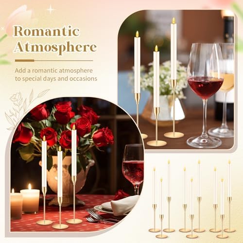 FillTouch 60 Pcs Gold Candle Holders with Ivory Flameless LED Candles Bulk - Image 6