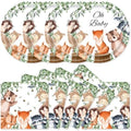 40Pcs Woodland Baby Shower Plates and Napkins Party Supplies, 9 Inch Nature Sage Paper Plates and Napkins Disposable Tableware Set for Boys Girls Safari Jungle Animal Party Decorations by Unknown