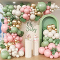 152Pcs Pink and Green Balloon Garland Arch Kit - Sage Green and Pink White Sand Gold Different Size Balloons for Girl Baby Shower Wedding Birthday Jungle Safari Woodland Party Decorations by Unknown
