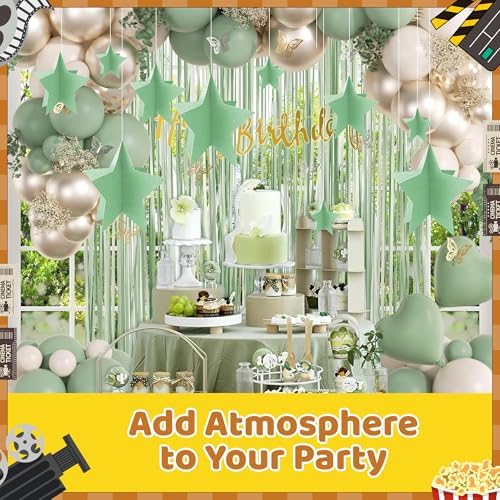 70 Pcs Star Centerpieces for Table Green Birthday Party Decorations 3D Green Party Graduation Poms Decoration Stars Table Decor Boho Decoration for Women Girls - Image 7