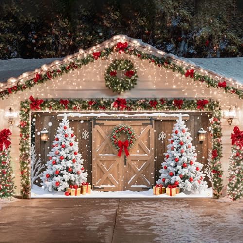 HOMETITUTE Christmas Barn Door Garage Door Cover Banner 13x6ft Fabric - Image 3