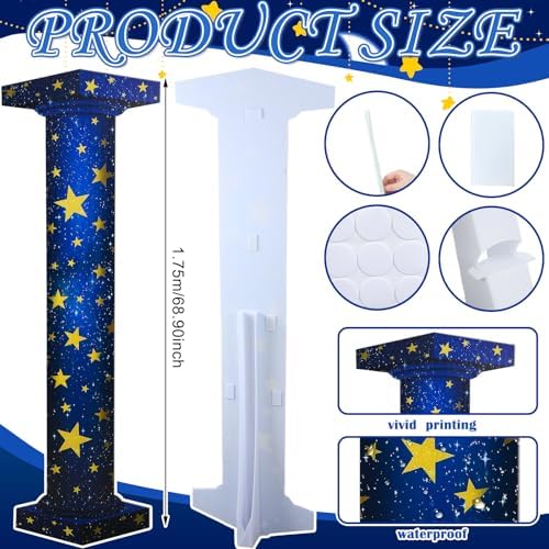 Leinuosen 5.8 ft Star Starry Night Party Decorations Tall Column Cardboard Stand-up Cutout Large Life Size Twinkle Little Star Column Stand Backdrop Photo Prop Standup Movie Night Birthday Homecoming - Image 2