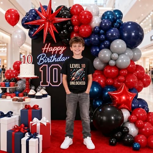 Black Red Blue Balloon Arch Garland Kit, Spider Themed 4th of July Patriotic Balloons Double Stuff Red Navy Blue Black Gray Pearl White Balloon for Kids Boys Baby Shower Birthday Party Decorations - Image 5