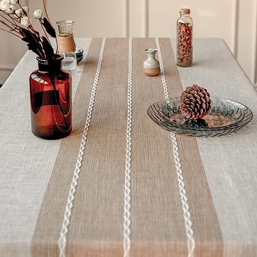 Deep Dream Tablecloths, Waterproof Table Cloth, Linens Wrinkle Free Anti-Fading, Rustic Table Cover Decoration for Kitchen Dinning Christmas(Rectangle/Oblong, 55''x140'',12-14 Seats, Light Coffee) - Image 3