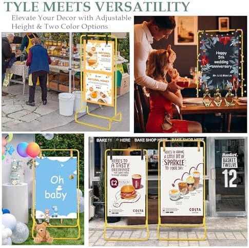 Wedding Welcome Sign Holder, Display Stand with Leather Sign Hanging Straps - Image 5