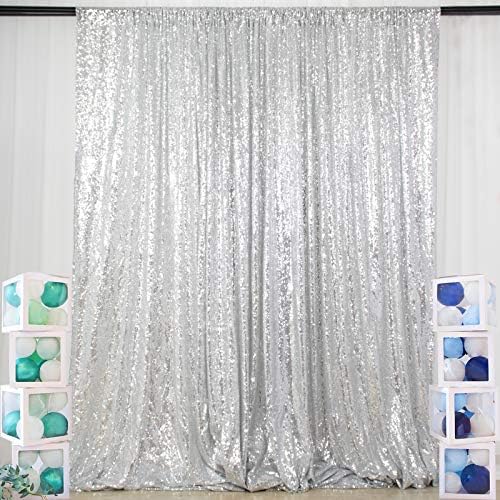 ShinyBeauty Sequin Backdrop - Backdrop Photography and Photo Booth Backdrop for Wedding/Party/Photography/Curtain/Birthday/Christmas/Prom/Other Event Decor - 4FTx6FT(48inx72in) (Silver) by ShinyBeauty