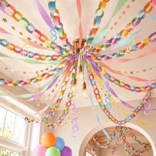 Paper Chain Garland Kit, Pastel Colorful DIY Party Decorations Set by Unknown